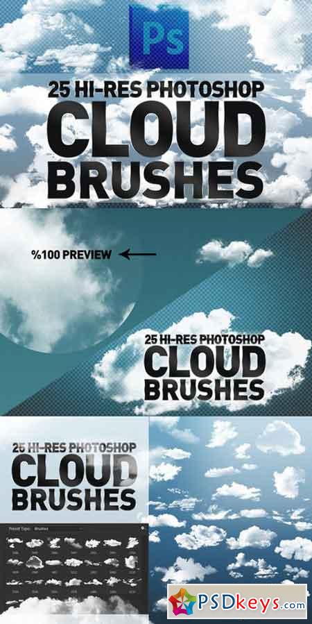 فرش غيوم للفوتوشوب عالية الدقة Hi-Res Cloud Brushes HQ 