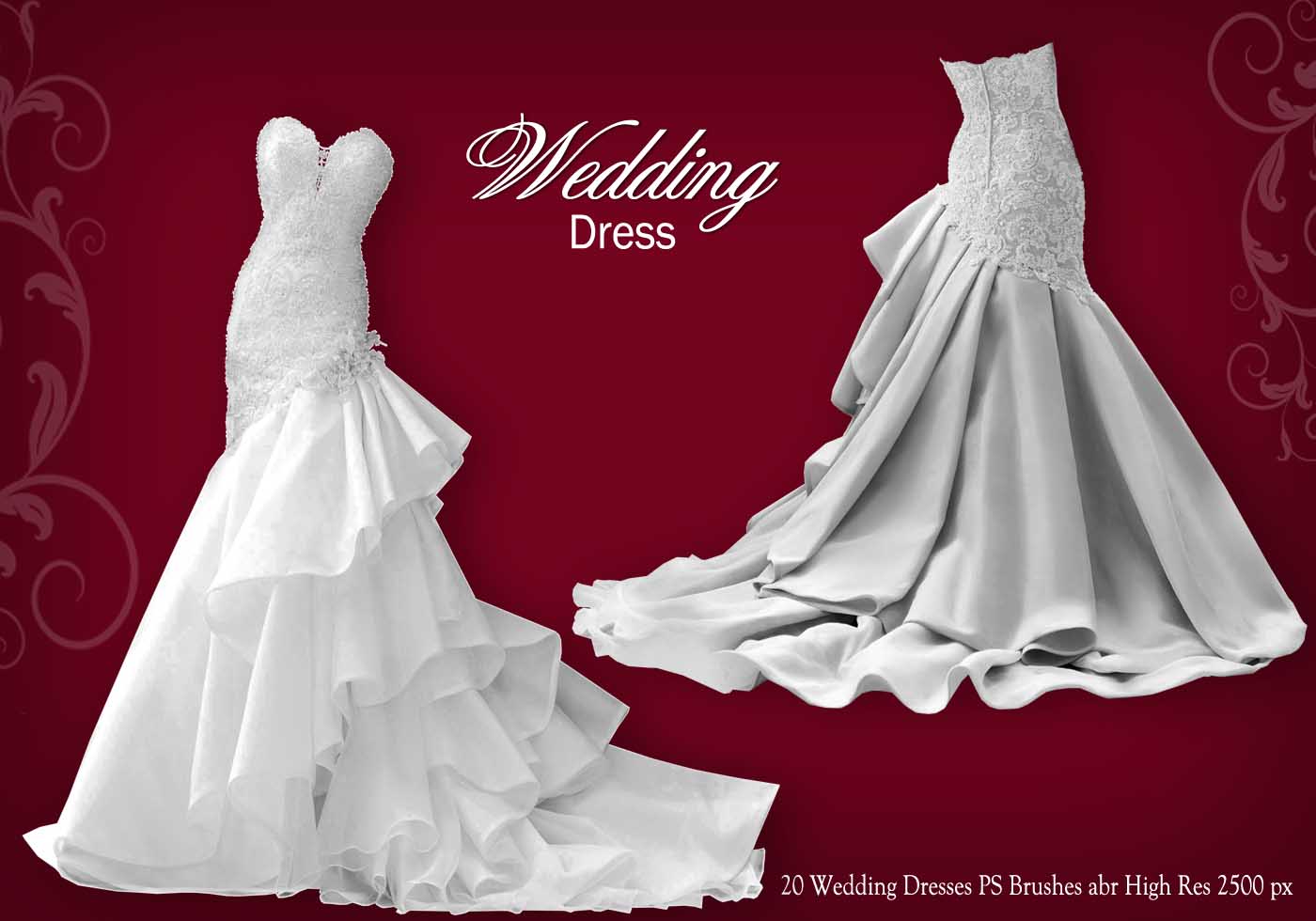 فرش فستان عروس زفاف فوتوشوب Wedding Dress Photoshop Brushes 